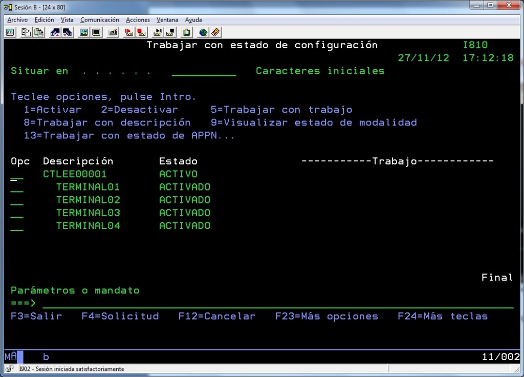 Activación de terminales